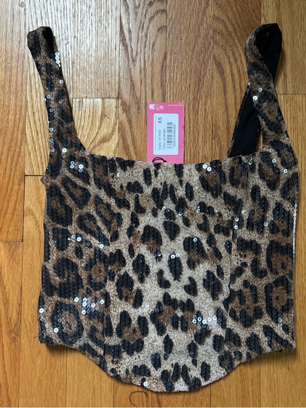 Edikted Leopard Sequin Tank - Brown, Black